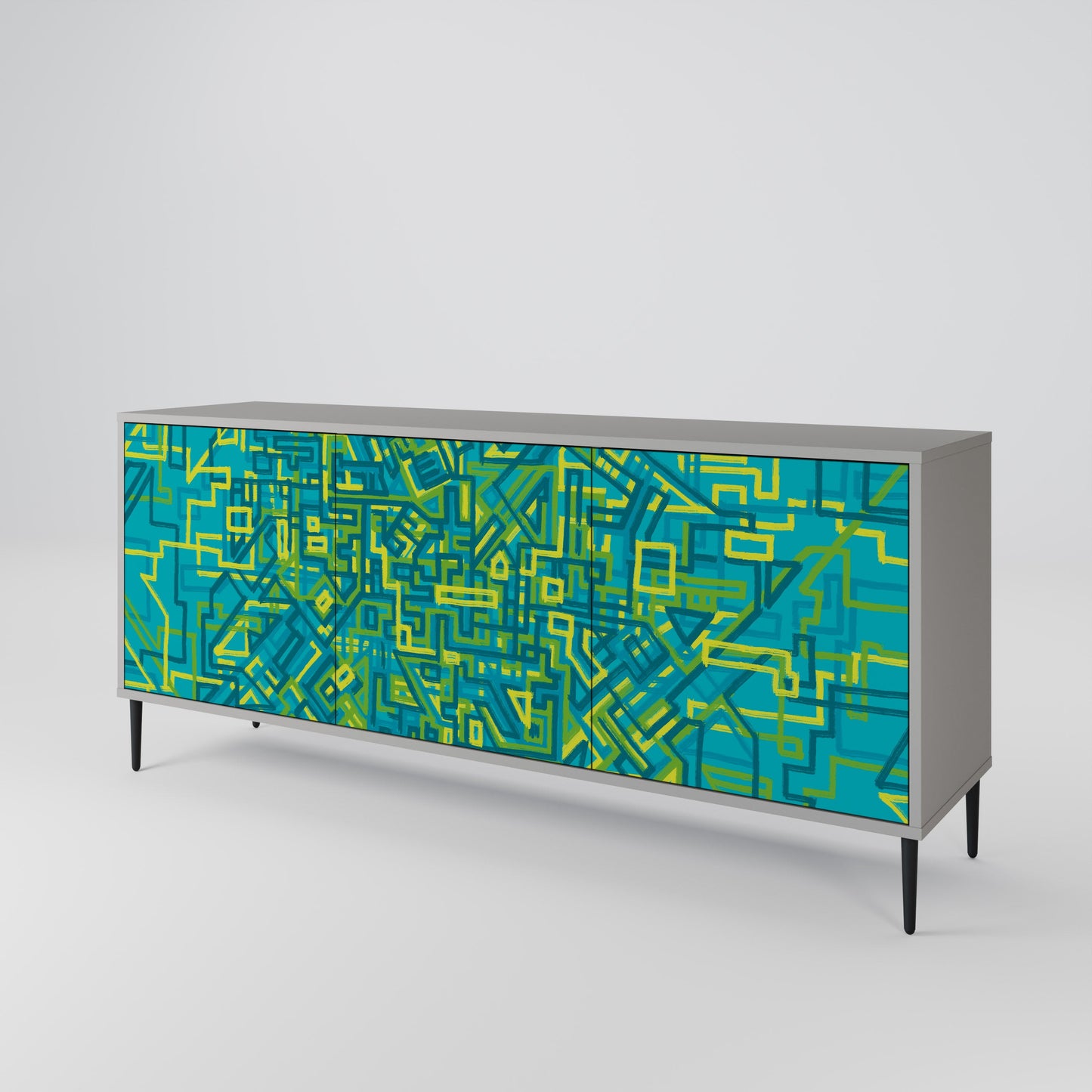 NOSTALGIC MEMORIES 3-Door Sideboard in Grey Finish