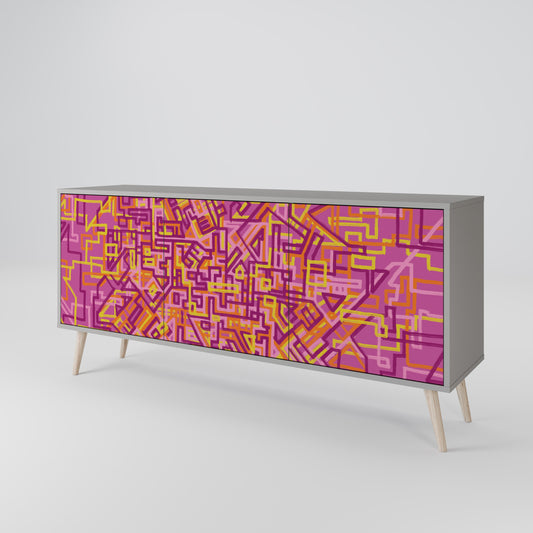 LOVELY MEMORIES 3-Door Sideboard in Grey Finish