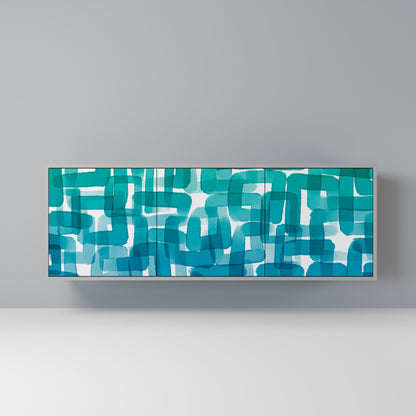 TURQUOISE RECTANGLES 3-Door Sideboard in Grey Finish