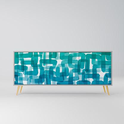 TURQUOISE RECTANGLES 3-Door Sideboard in Grey Finish