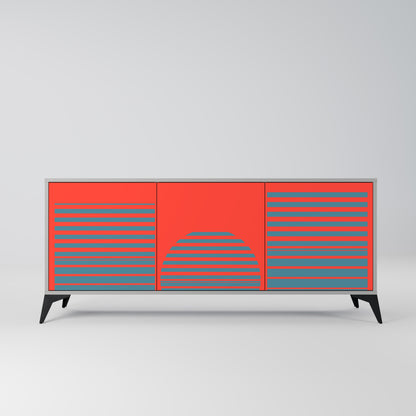 Credenza a 3 ante RISING GEOMETRY STARS in finitura grigia