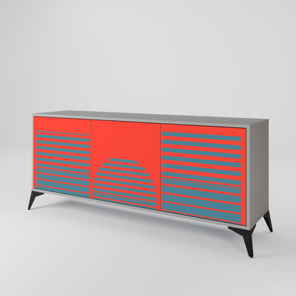 Credenza a 3 ante RISING GEOMETRY STARS in finitura grigia