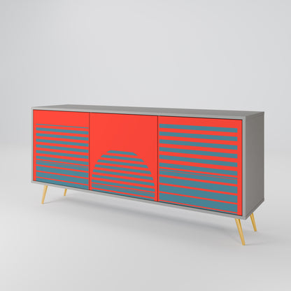 Credenza a 3 ante RISING GEOMETRY STARS in finitura grigia