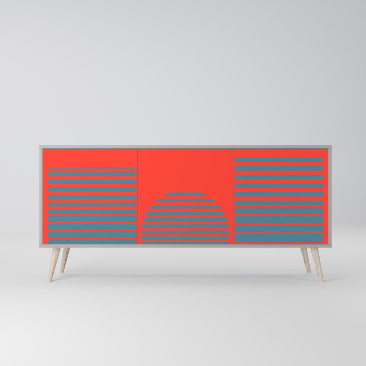 Credenza a 3 ante RISING GEOMETRY STARS in finitura grigia