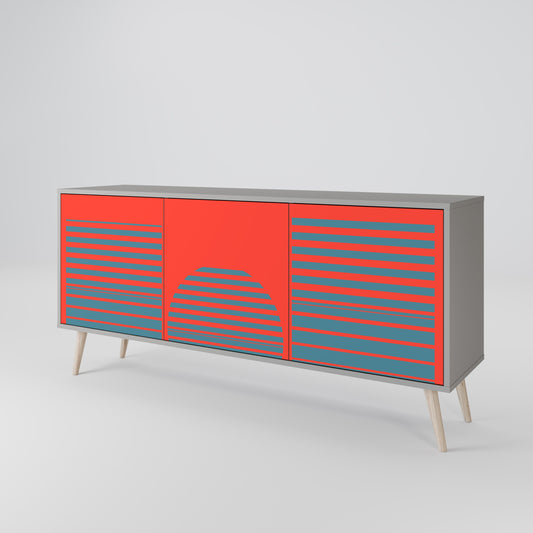 Credenza a 3 ante RISING GEOMETRY STARS in finitura grigia