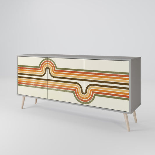 EXCEPTIONAL STREAM 3-Door Sideboard in Grey Finish