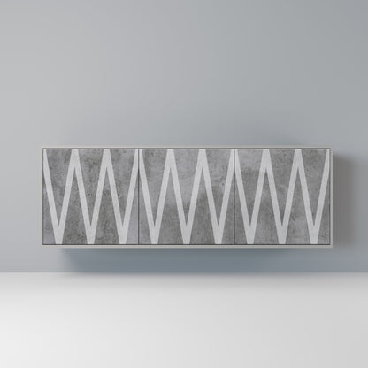 SOLID ZIG ZAG 3-Door Sideboard in Grey Finish
