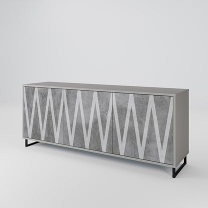 SOLID ZIG ZAG 3-Door Sideboard in Grey Finish