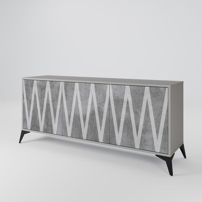 SOLID ZIG ZAG 3-Door Sideboard in Grey Finish