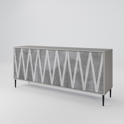 SOLID ZIG ZAG 3-Door Sideboard in Grey Finish