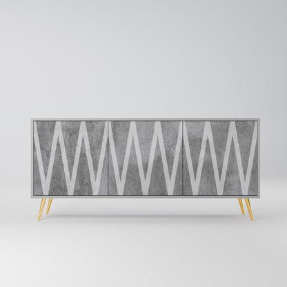 SOLID ZIG ZAG 3-Door Sideboard in Grey Finish