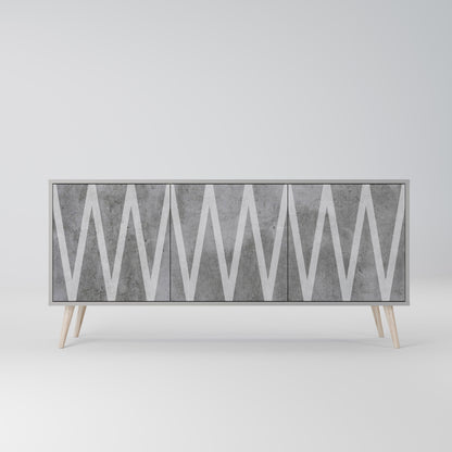 SOLID ZIG ZAG 3-Door Sideboard in Grey Finish