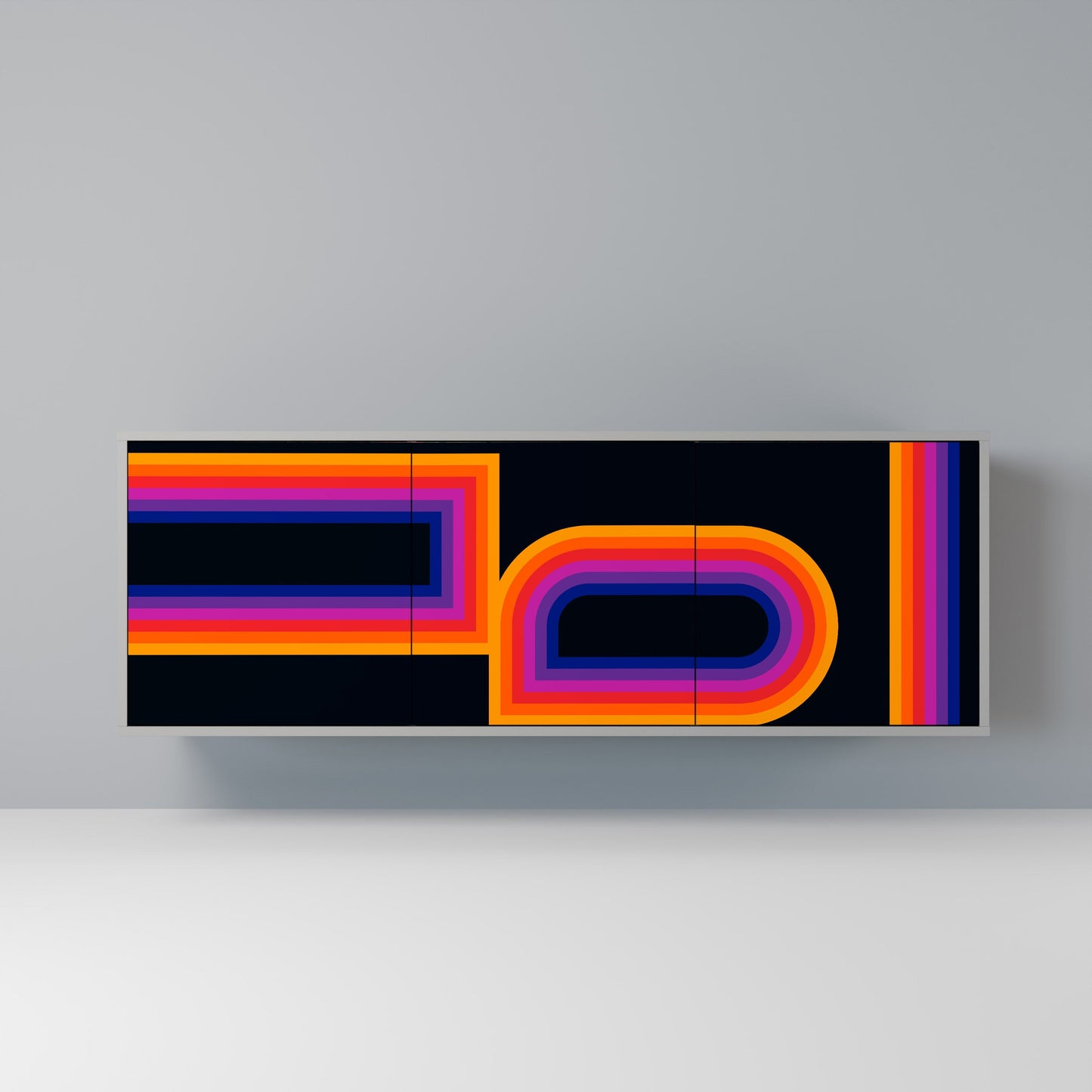 Credenza a 3 ante BLINDED BY THE LIGHTS in finitura grigia