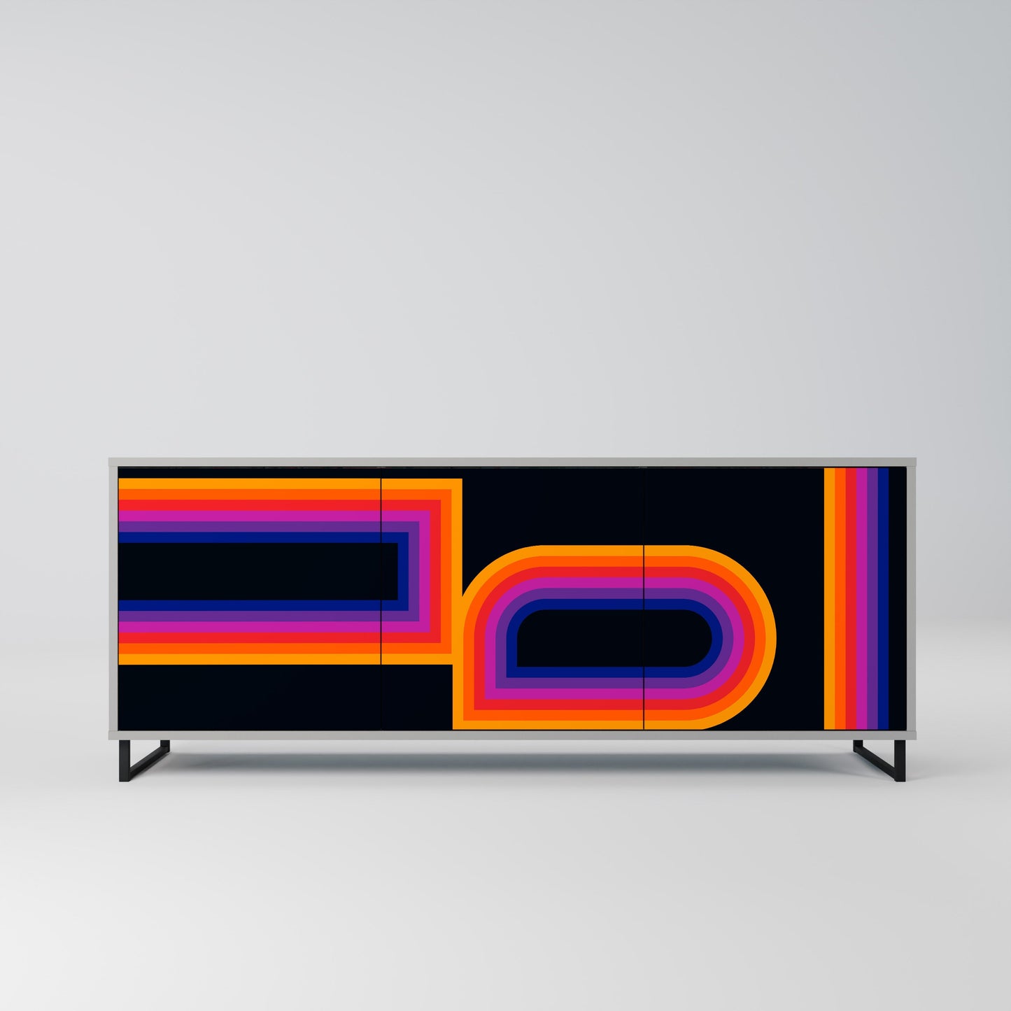 Credenza a 3 ante BLINDED BY THE LIGHTS in finitura grigia