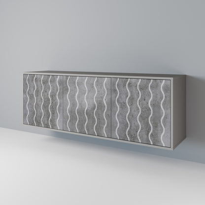 WAVES OF CONCRETE 3-Door Sideboard in Grey Finish