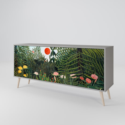 VIRGIN FOREST WITH SUNSET 3-Door Sideboard in Grey Finish