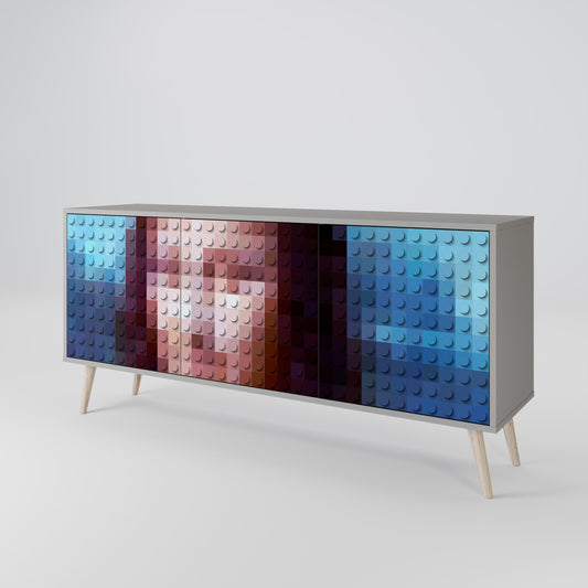 CONSTRUCTIVE ART 3-Door Sideboard in Grey Finish