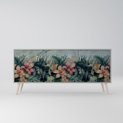 HEAVENLY BLOOM 3-Door Sideboard in Grey Finish