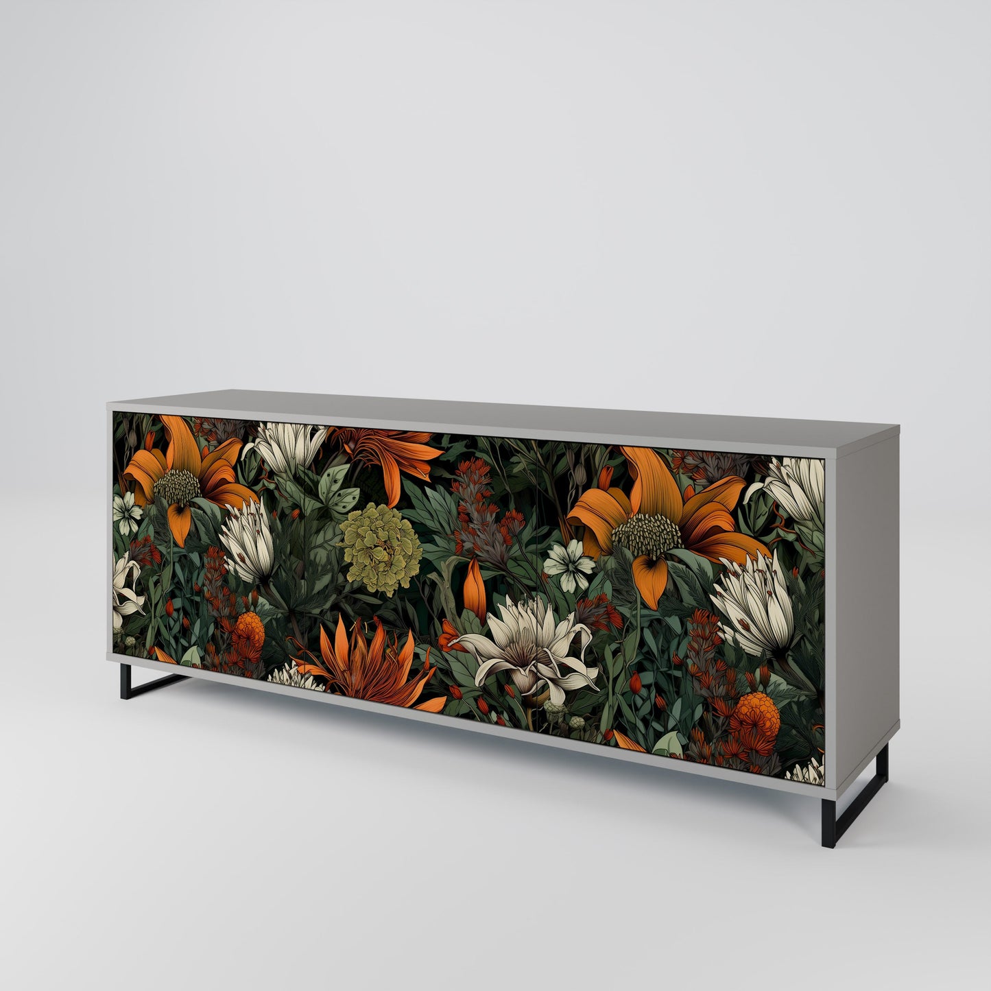 MIDNIGHT SPROUT 3-Door Sideboard in Grey Finish