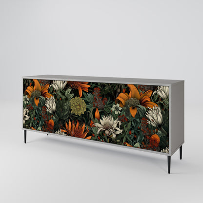 MIDNIGHT SPROUT 3-Door Sideboard in Grey Finish