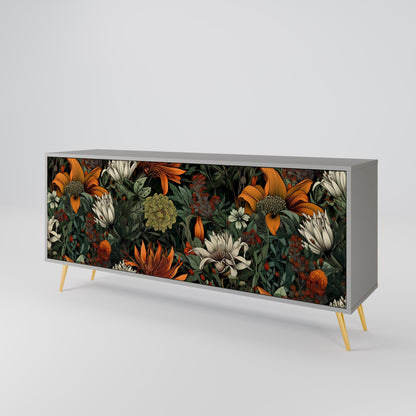 MIDNIGHT SPROUT 3-Door Sideboard in Grey Finish