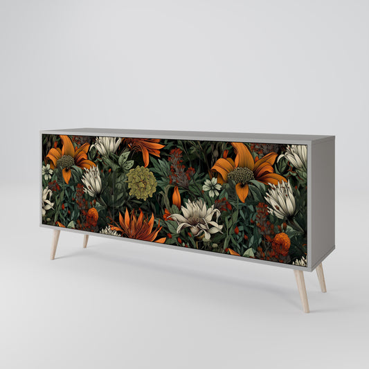 MIDNIGHT SPROUT 3-Door Sideboard in Grey Finish