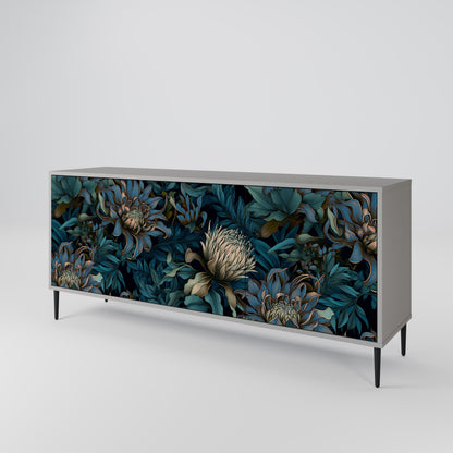 Credenza a 3 ante TWILIGHT BLOOM in finitura grigia
