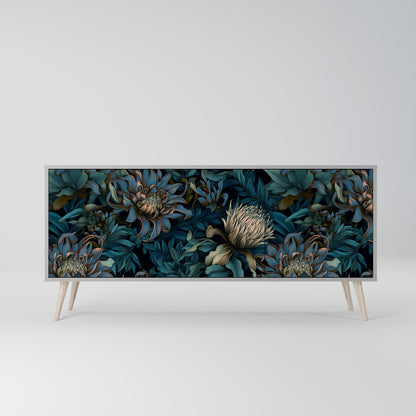 Credenza a 3 ante TWILIGHT BLOOM in finitura grigia