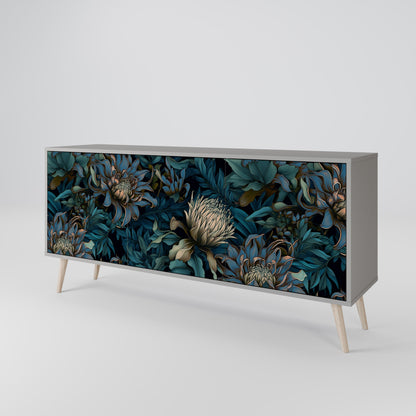 Credenza a 3 ante TWILIGHT BLOOM in finitura grigia