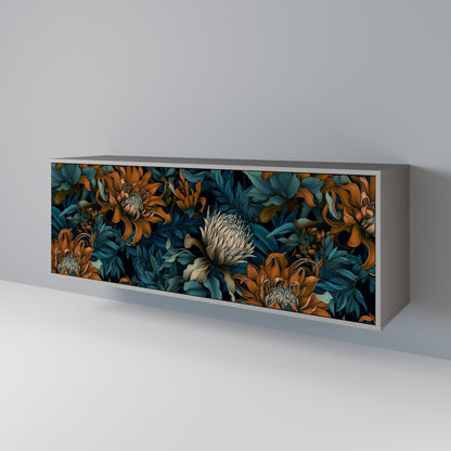 MORNING BLOOM 3-Door Sideboard in Grey Finish