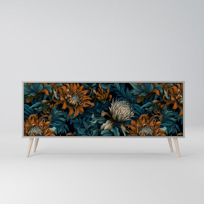 MORNING BLOOM 3-Door Sideboard in Grey Finish