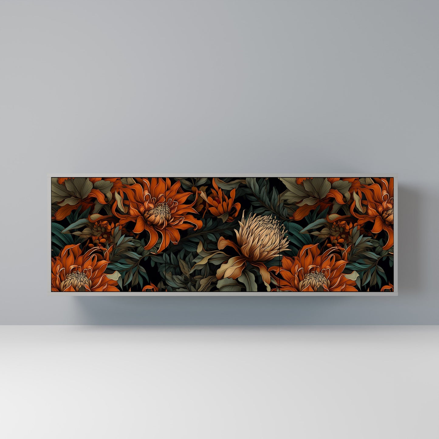 Credenza a 3 ante DAWN BLOOM in finitura grigia
