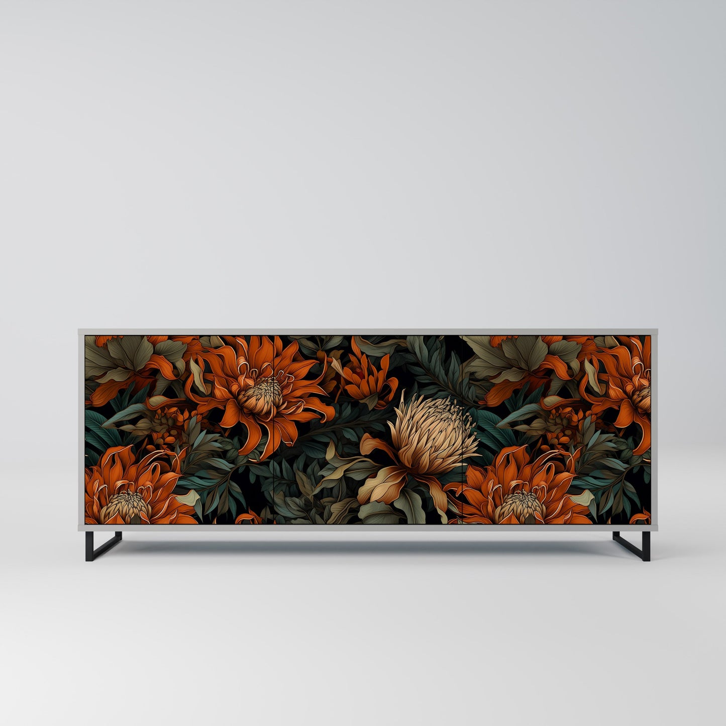 Credenza a 3 ante DAWN BLOOM in finitura grigia