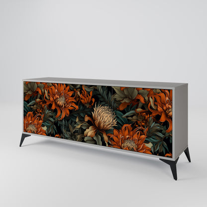 Credenza a 3 ante DAWN BLOOM in finitura grigia