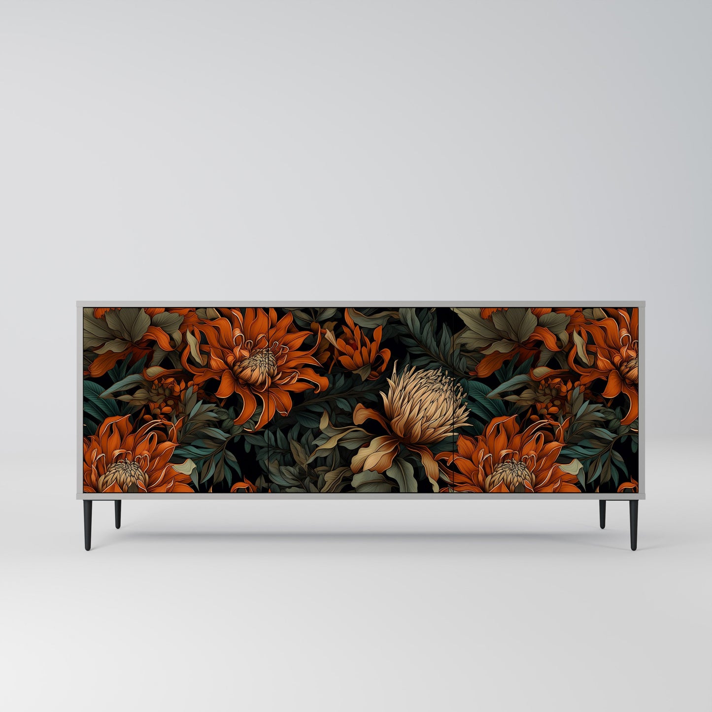 Credenza a 3 ante DAWN BLOOM in finitura grigia
