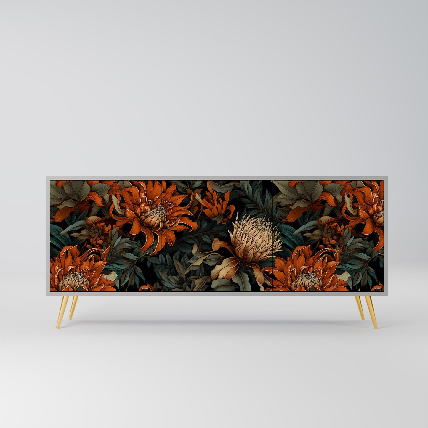 Credenza a 3 ante DAWN BLOOM in finitura grigia