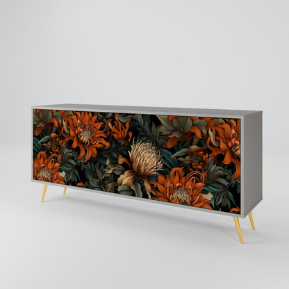 Credenza a 3 ante DAWN BLOOM in finitura grigia