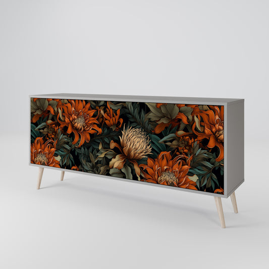 DAWN BLOOM 3-Door Sideboard in Grey Finish