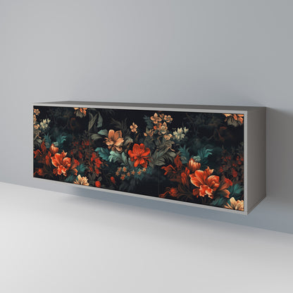 IMAGINARY BLOSSOM 3-Door Sideboard in Grey Finish