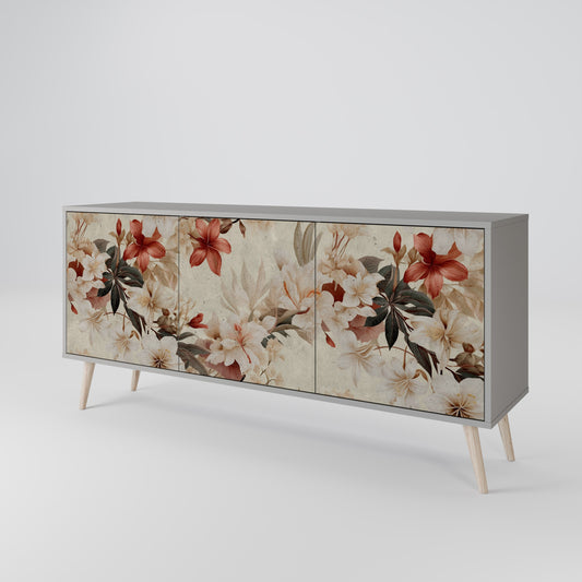 PETAL HARMONY 3-Door Sideboard in Grey Finish