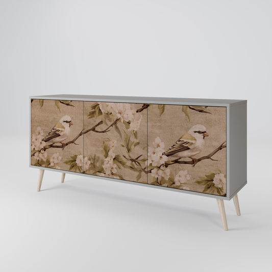 PETAL DISTINGUISH 3-Door Sideboard in Grey Finish