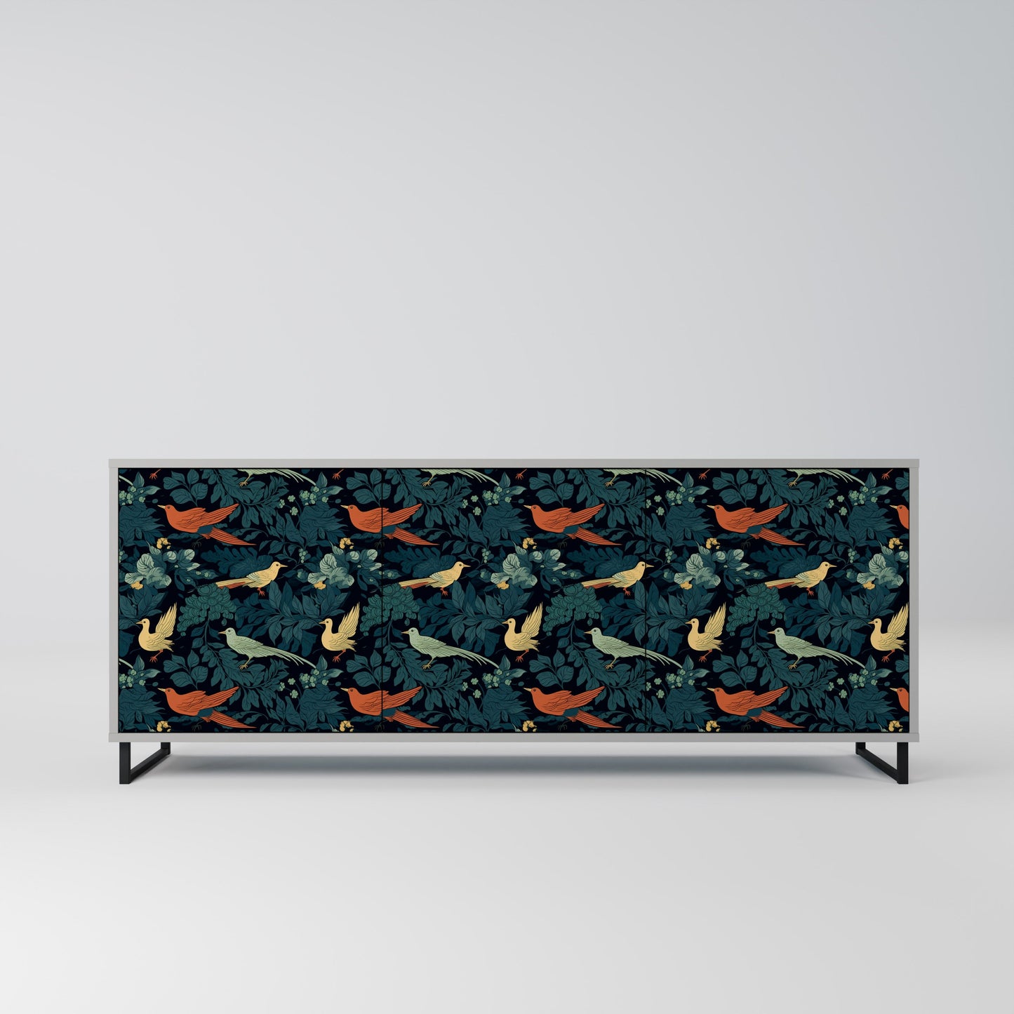 FOWL ORNAMENT 3-Door Sideboard in Grey Finish