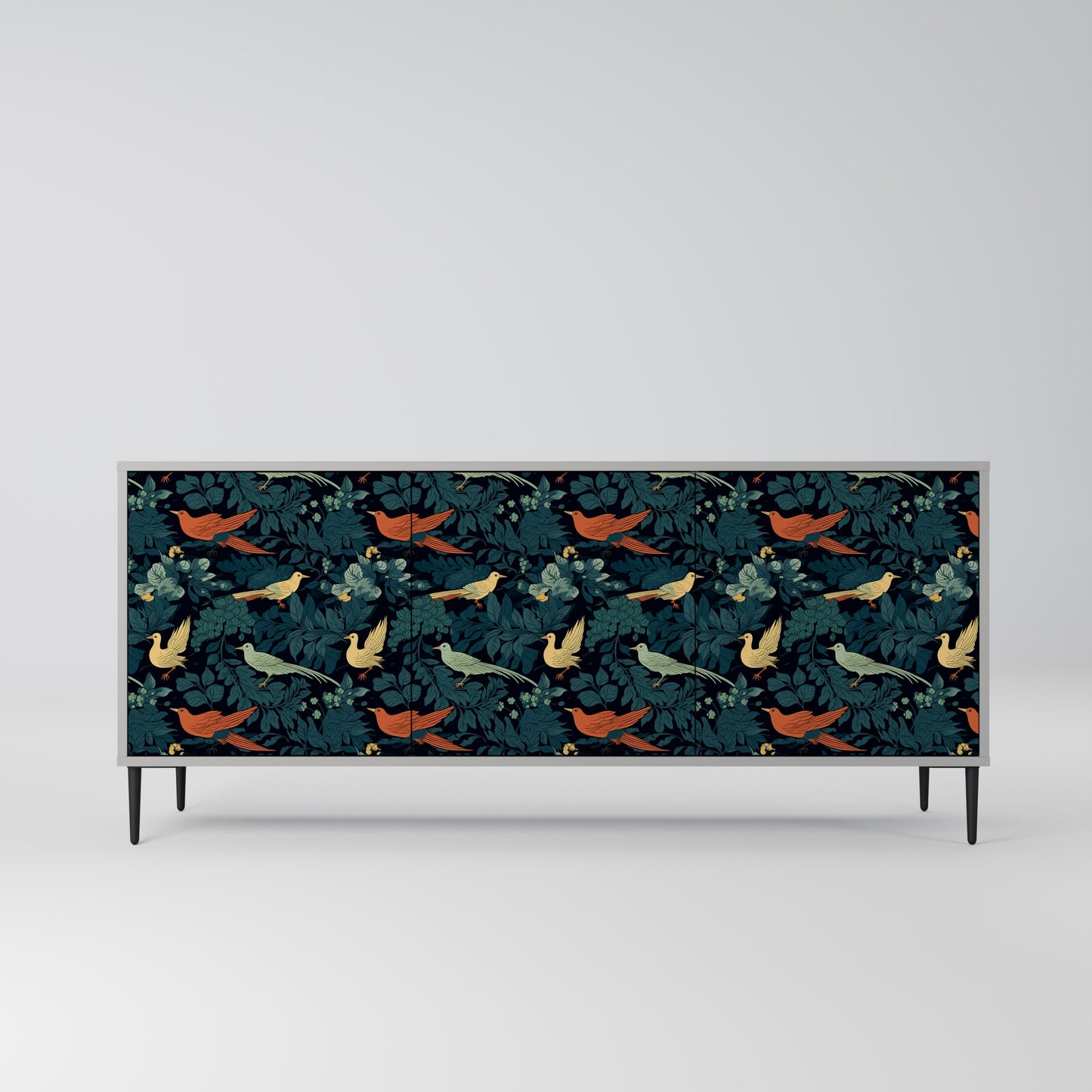 FOWL ORNAMENT 3-Door Sideboard in Grey Finish