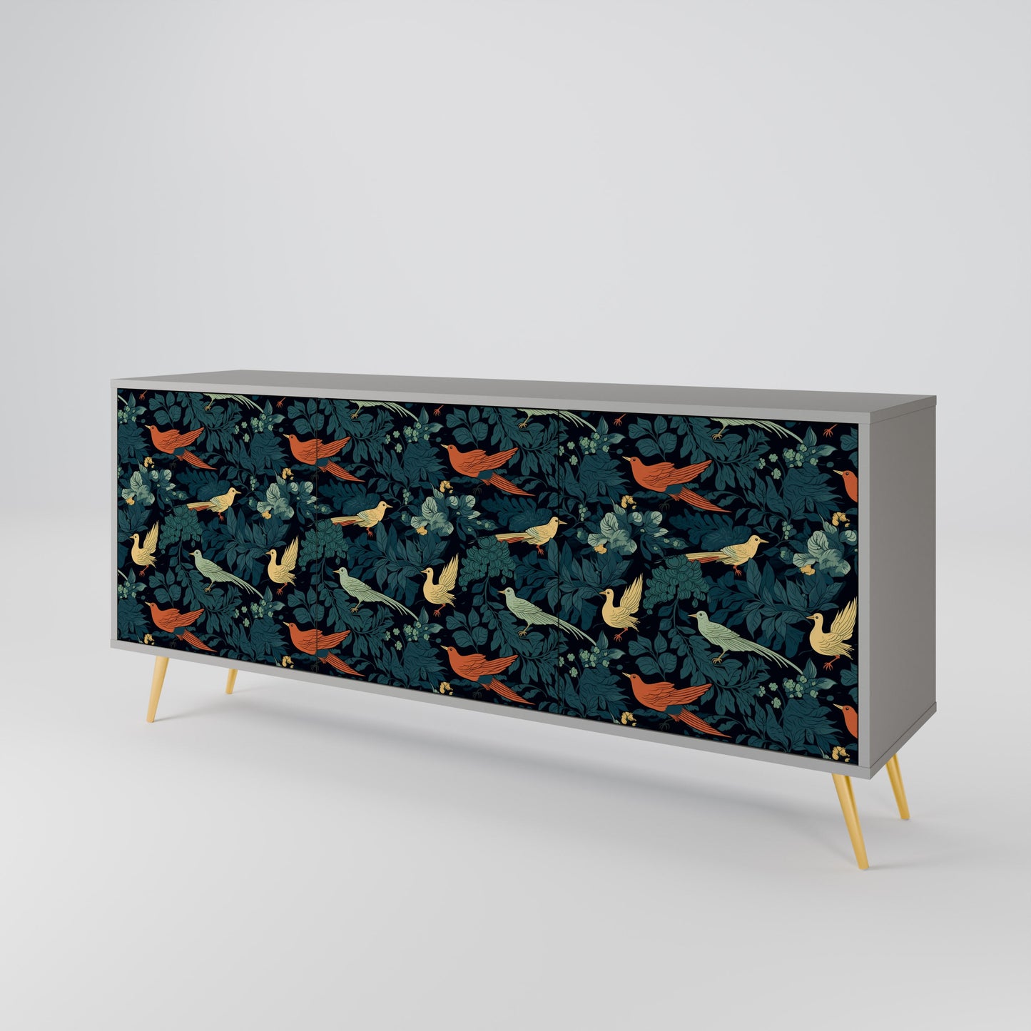 FOWL ORNAMENT 3-Door Sideboard in Grey Finish