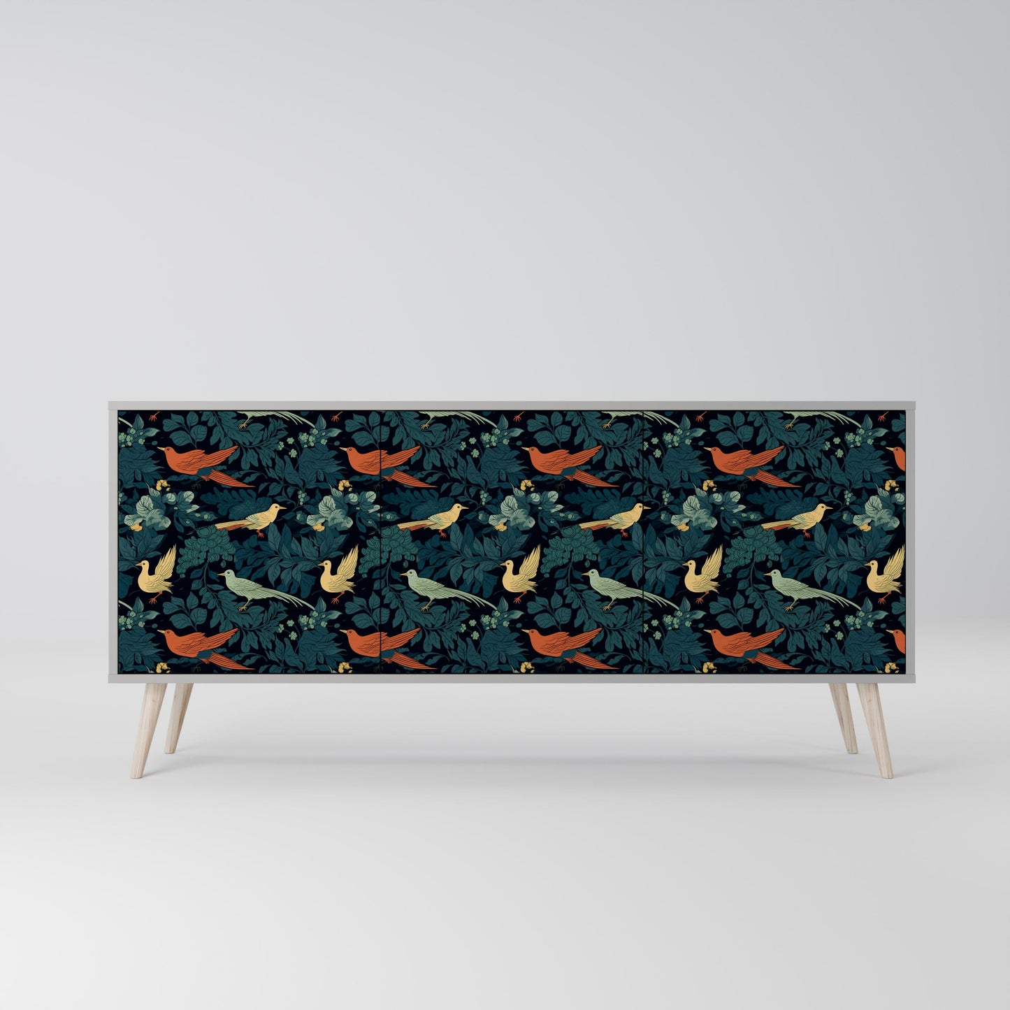 FOWL ORNAMENT 3-Door Sideboard in Grey Finish