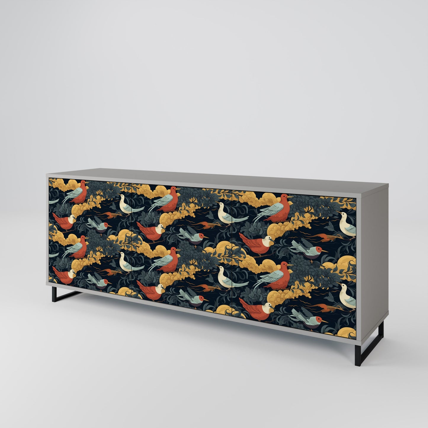 FOWLY DAZE 3-Door Sideboard in Grey Finish