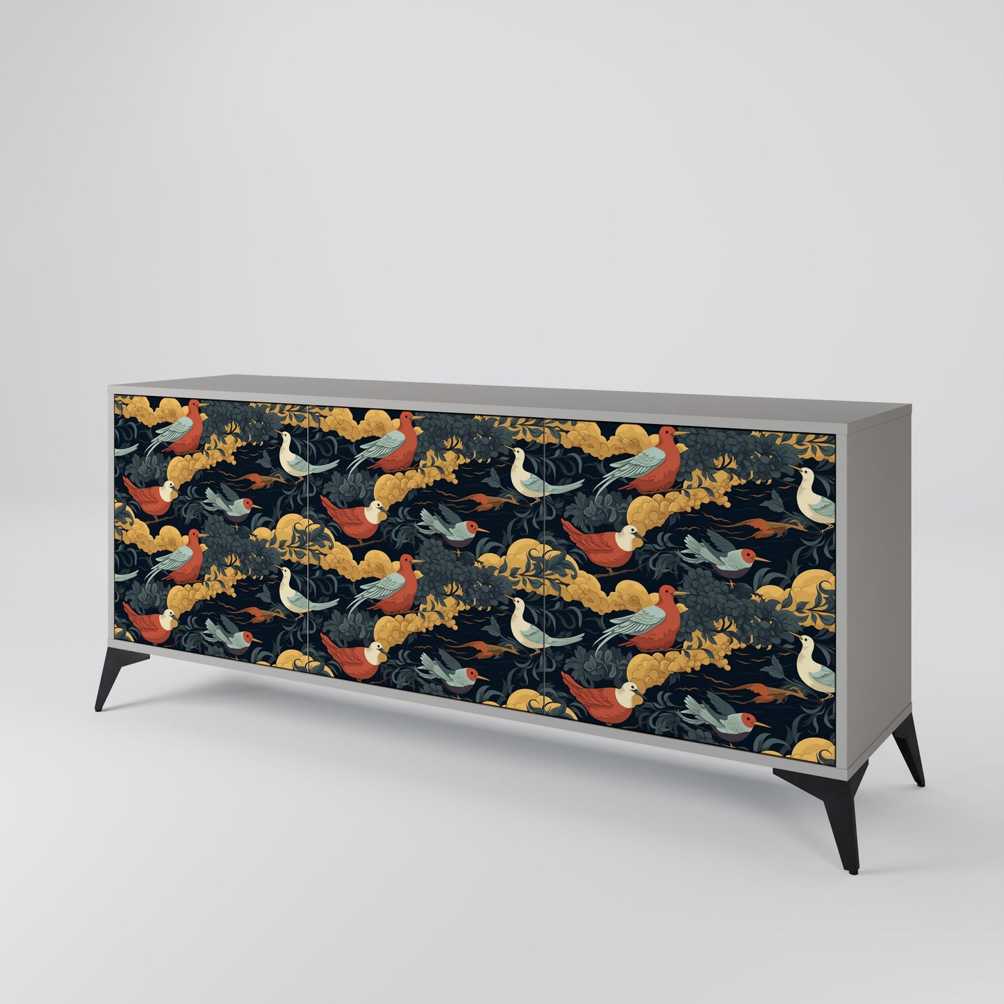 FOWLY DAZE 3-Door Sideboard in Grey Finish