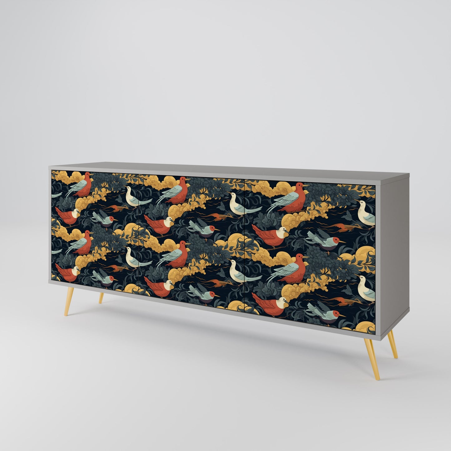 FOWLY DAZE 3-Door Sideboard in Grey Finish