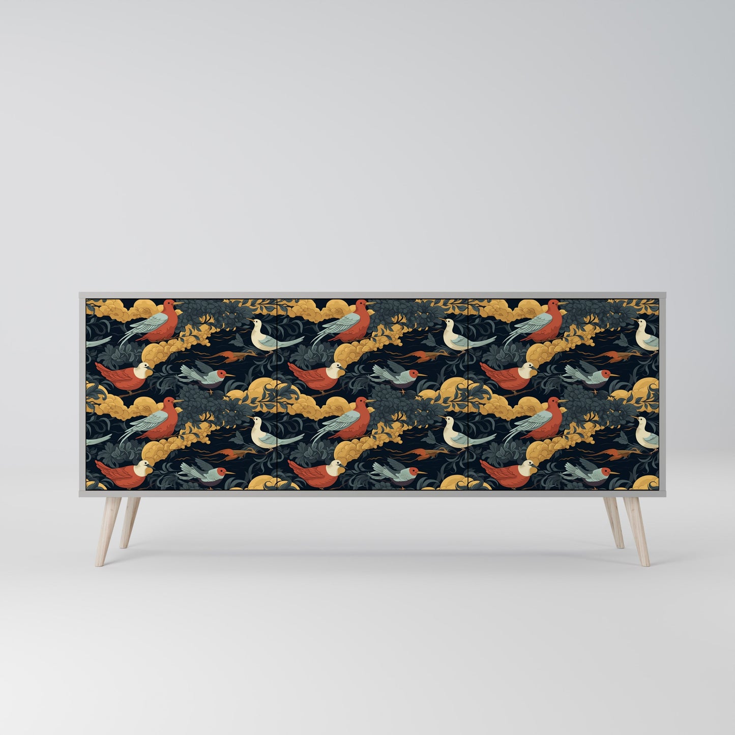 FOWLY DAZE 3-Door Sideboard in Grey Finish