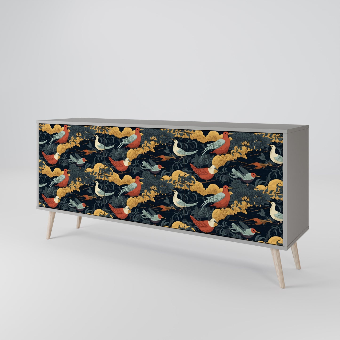 FOWLY DAZE 3-Door Sideboard in Grey Finish